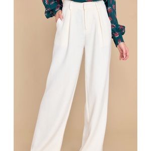 Aura High Waisted White Trouser Pants - Size L